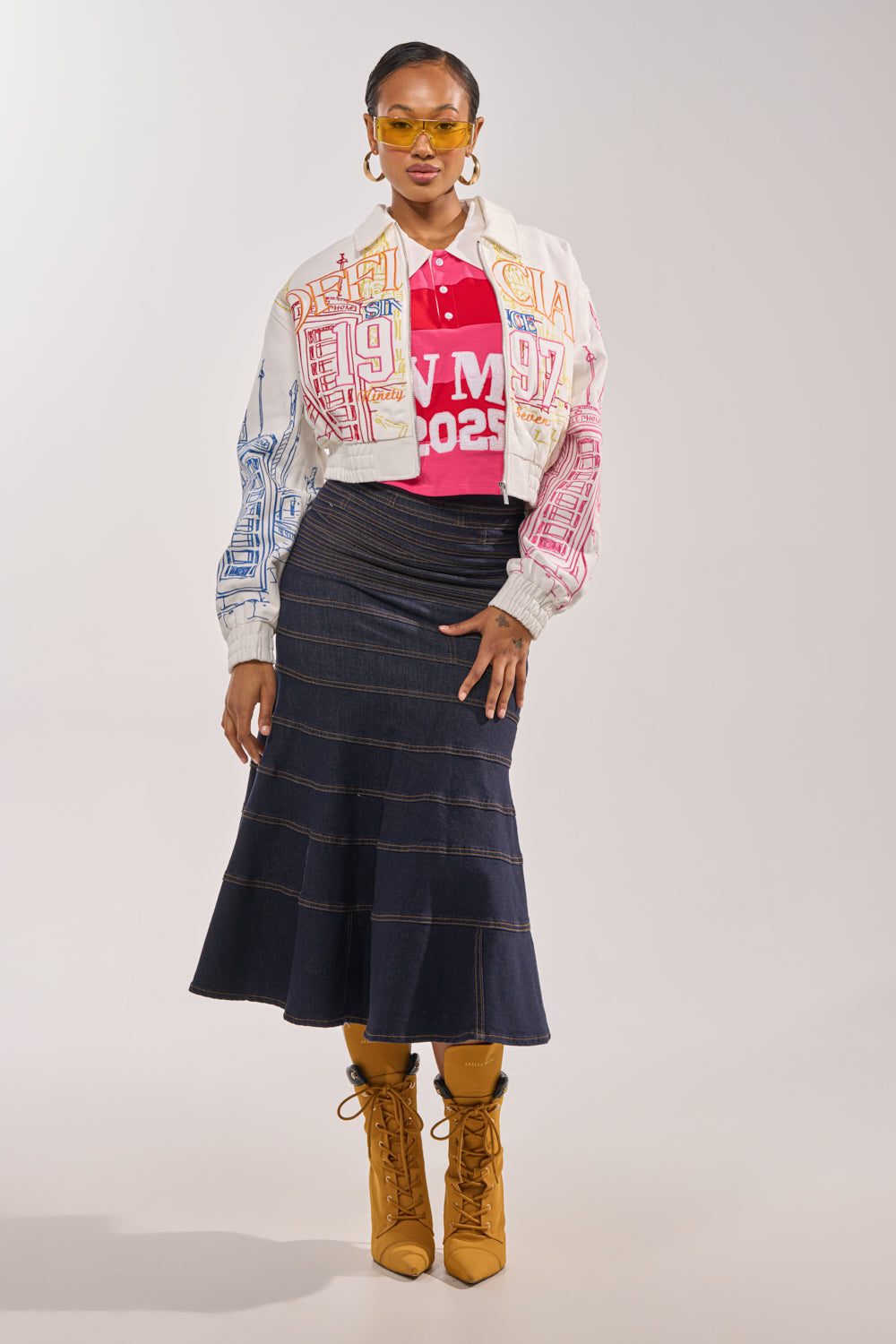 BEEN AROUND THE BLOCK EMBROIDERED BOMBER