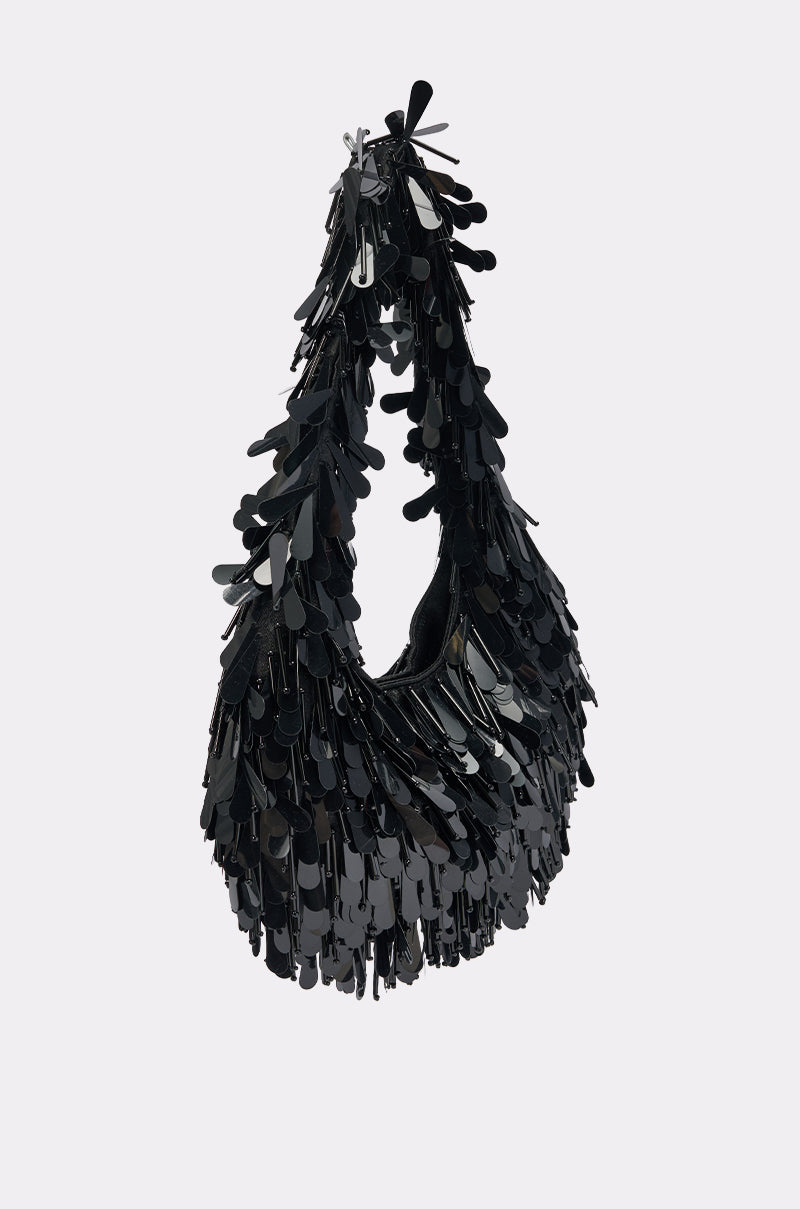 THE NOSTALGIA SEQUIN PURSE IN BLACK