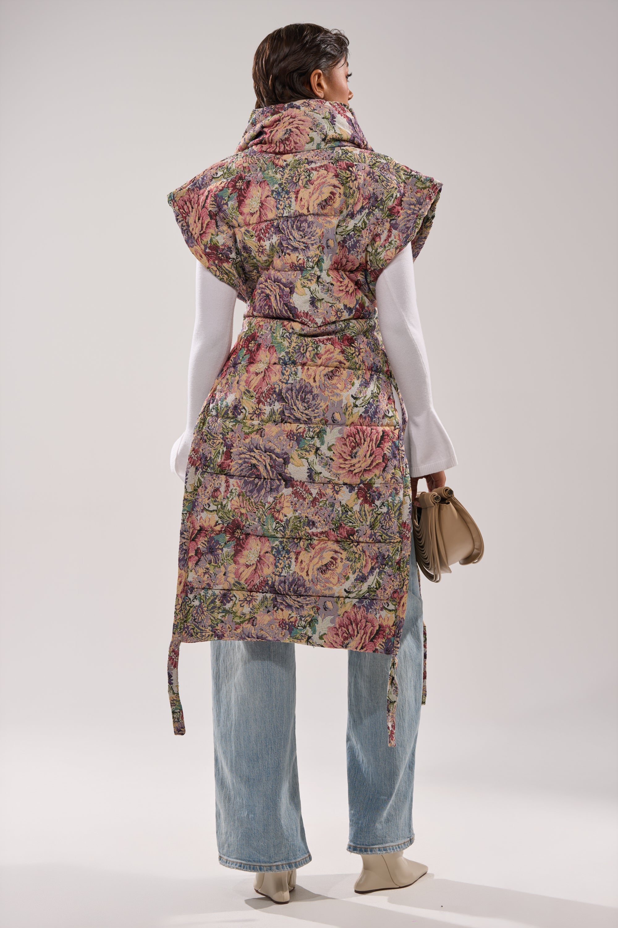 PILOT JONES LONGLINE PUFFER VEST IN TAPESTRY
