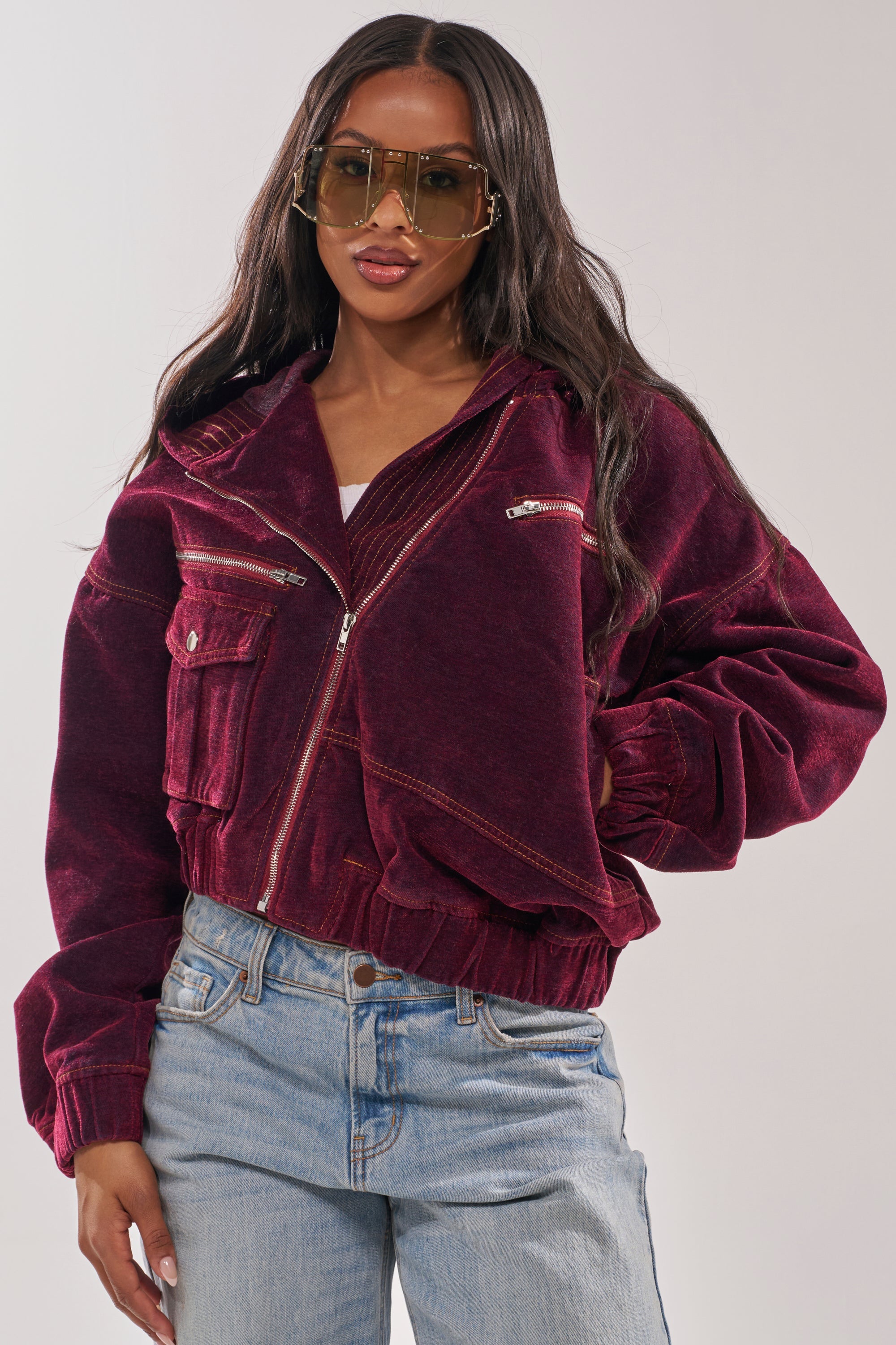 PAYTON VELVET DENIM BOMBER
