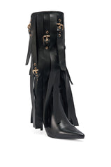 AZALEA WANG XANTHE BLACK BELT EMBELLISHED STILETTO BOOT