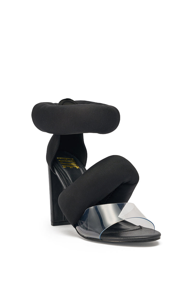 YANIX BLACK PUFF SLIP ON SANDAL