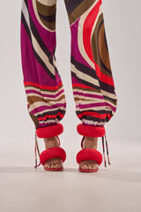 YANIX RED PUFF SLIP ON SANDAL