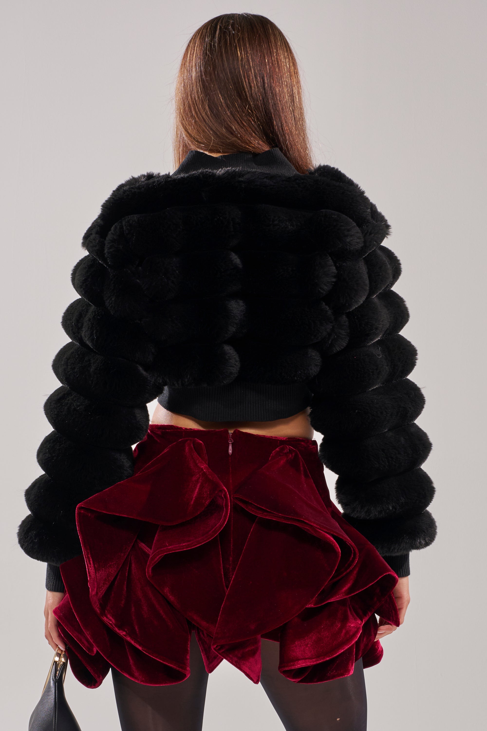 WILD HEART FAUX FUR CARDIGAN IN BLACK