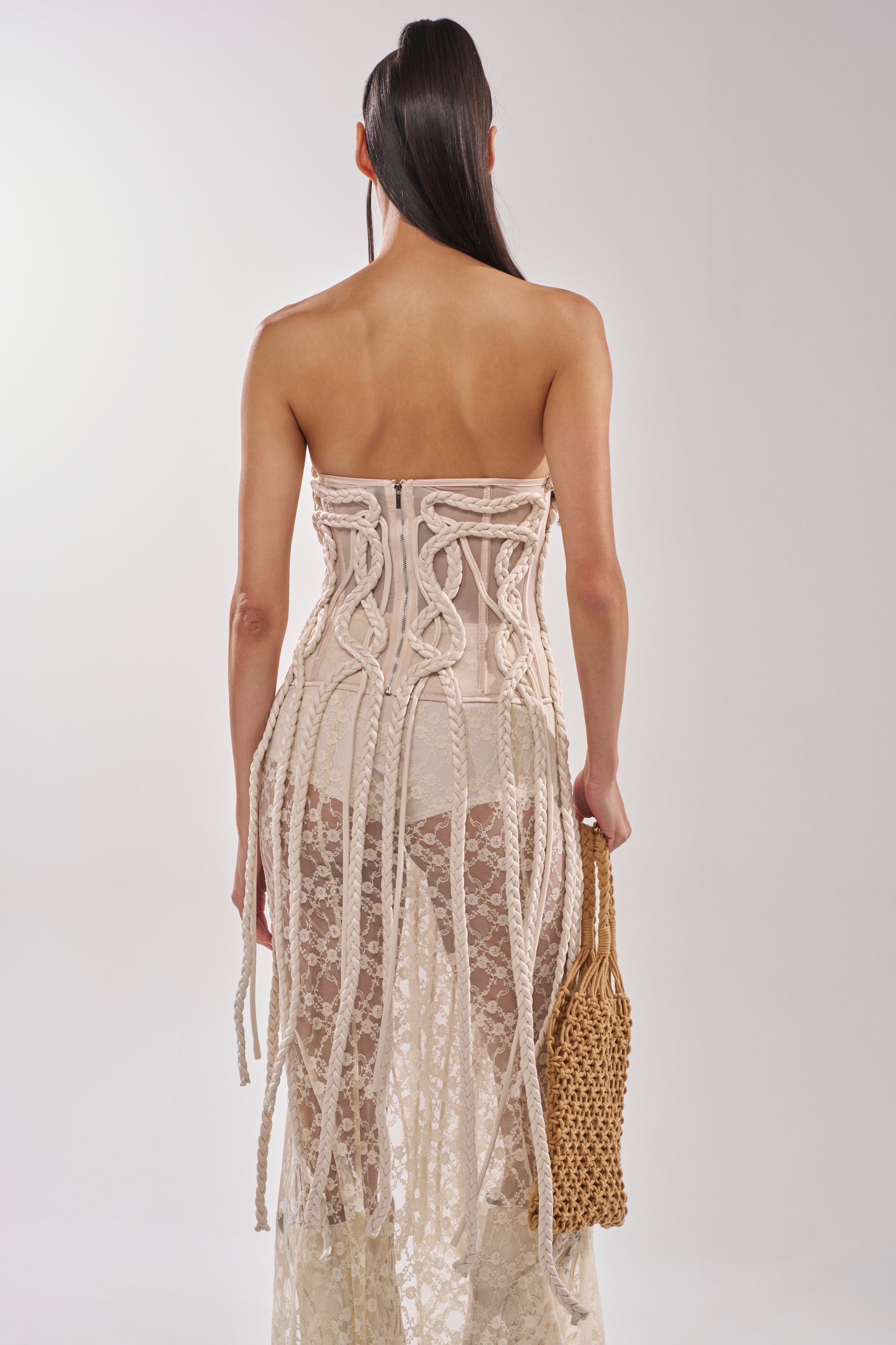 NEVER LOST TASSEL MESH CORSET