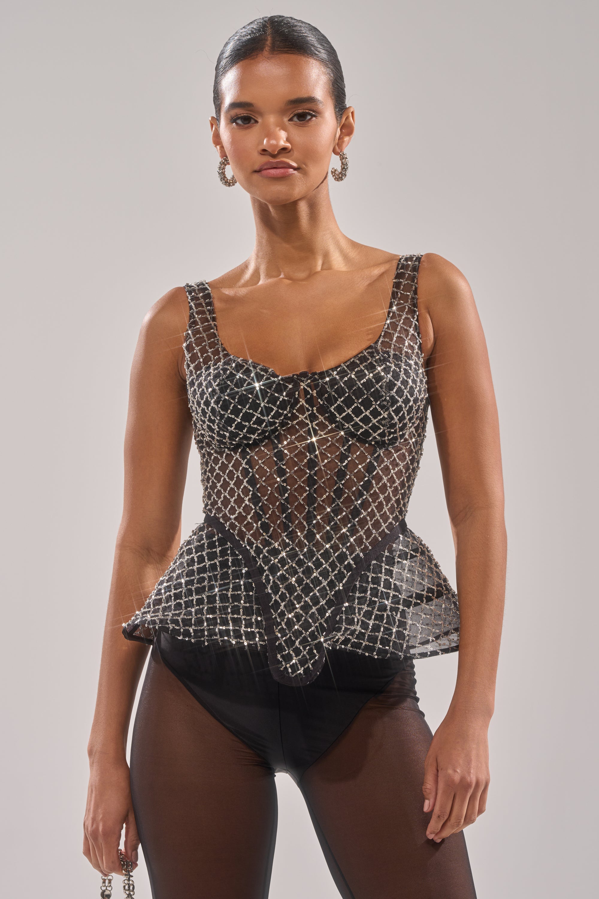 GLITZ AND GLAM SHEER RHINESTONE CORSET