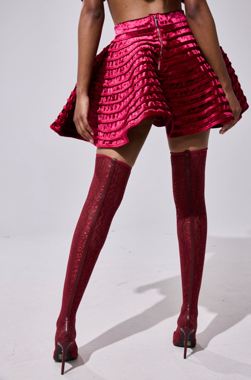 STAR OF THE SHOW VELVET MINI SKIRT