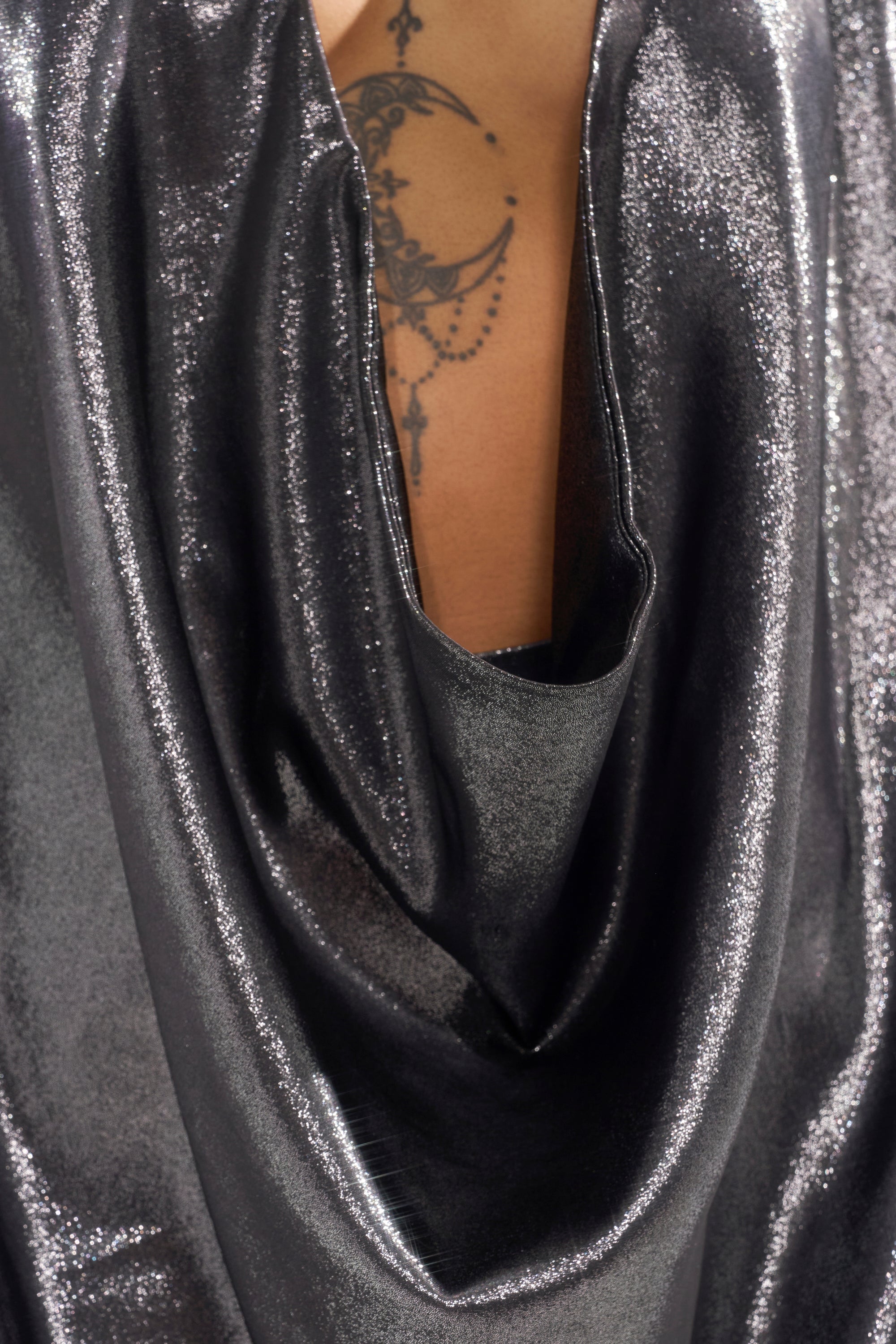 MELINIA METALLIC DRAPE BLOUSE