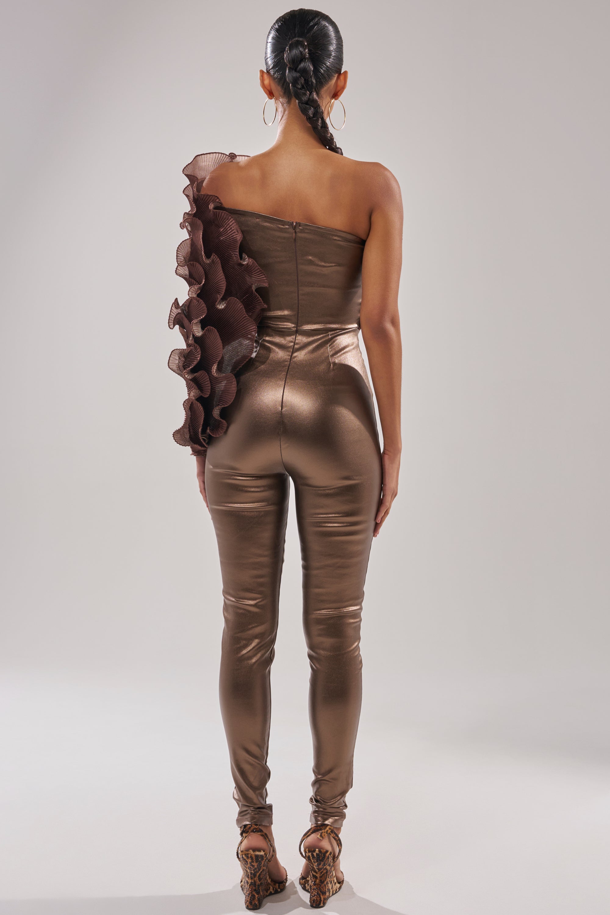 COCOA BUTTER ONE SLEEVE JUMPSUIT