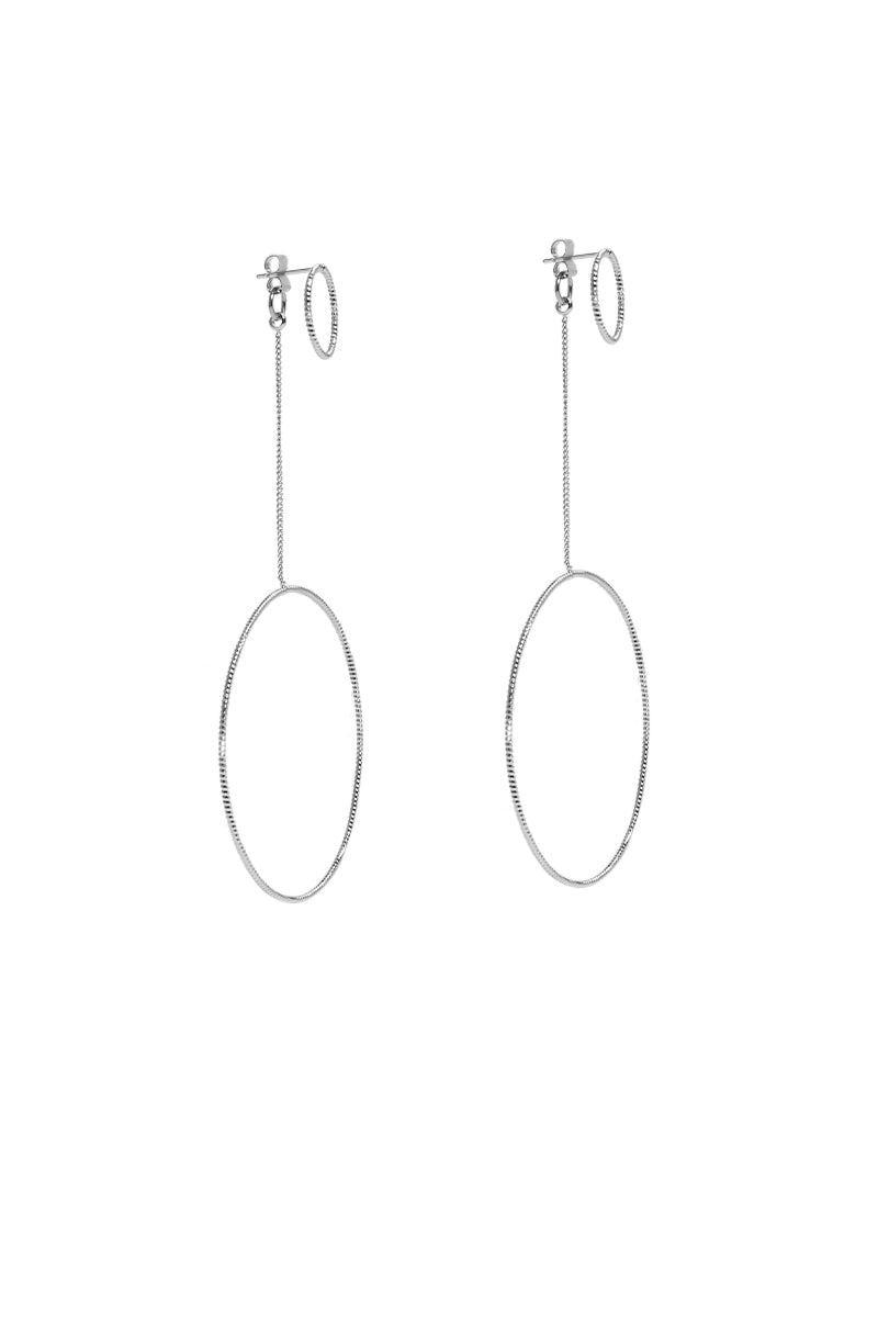 DIVINE CIRCLE DROP HOOP EARRING IN SILVER