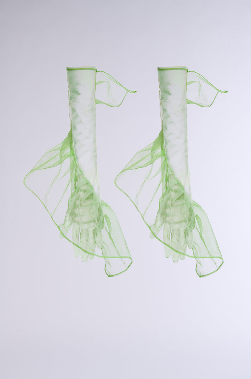 ELEGANCE RUFFLE GLOVES IN LIME