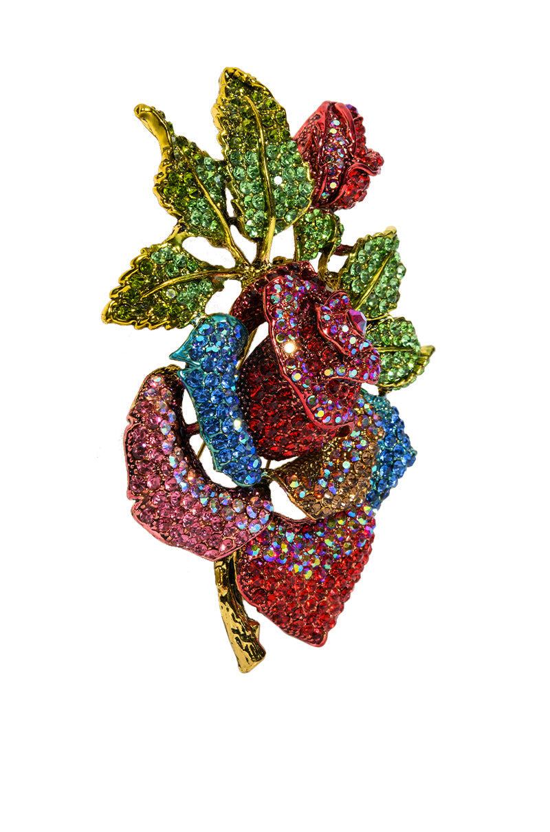 BLING FLORAL BROOCH